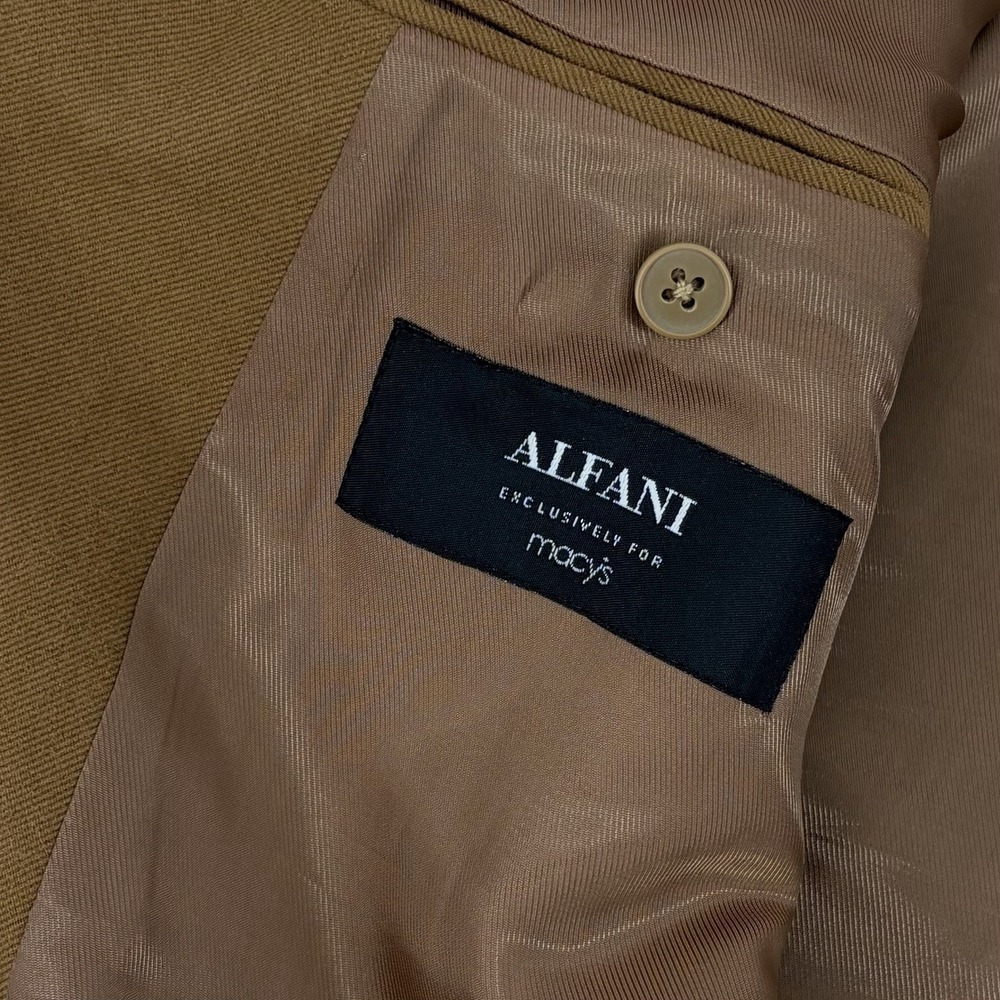 Alfani for Macy's Men's Sz 48L Jacket Sport Coat Micro Suede Camel Tan Plush - Picture 6 of 7